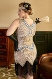 Paillet Mørkegrøn Plus Size 1920'erne Flapper Kjole