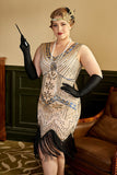 Paillet Mørkegrøn Plus Size 1920'erne Flapper Kjole