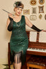 Indlæs billede til gallerivisning Mørkegrøn Plus Size 1920&#39;er Kjole Med kvast