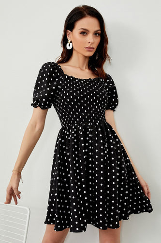 Vintage sort polka prikker sommerkjole