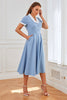 Indlæs billede til gallerivisning Blå swingkjole fra 1950&#39;erne med lommer