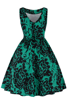 Vintage Hepburn stil trykt kjole