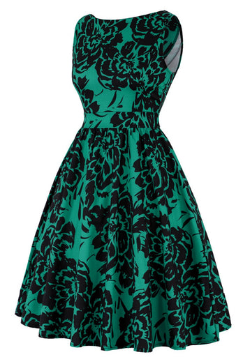 Vintage Hepburn stil trykt kjole