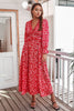 Indlæs billede til gallerivisning Rød blomsterprint afslappet kjole