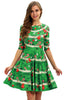 Indlæs billede til gallerivisning Grøn print jul vintage kjole
