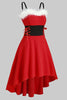 Indlæs billede til gallerivisning Rød vintage julefrokost kjole med fjer