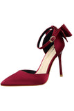 Bourgogne Satin Prom Hæle med Bowknot