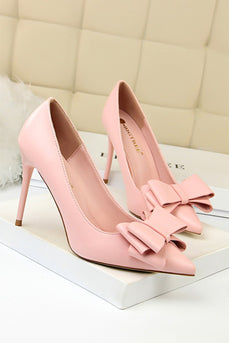 Pink Stiletto spidse hæle med buer