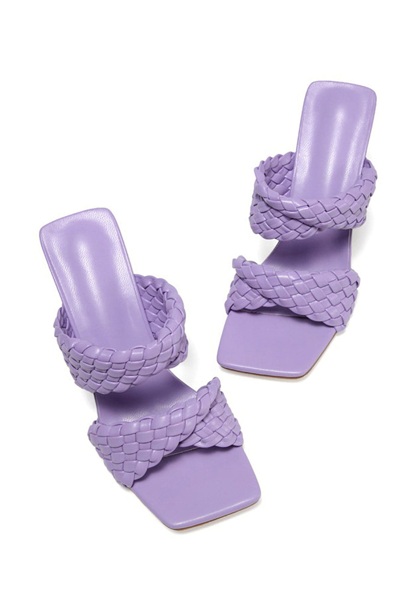 Indlæs billede til gallerivisning Lavendel højhælede vævede chunky sandaler