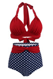 Polka Prikker Halter Bikini Badetøj