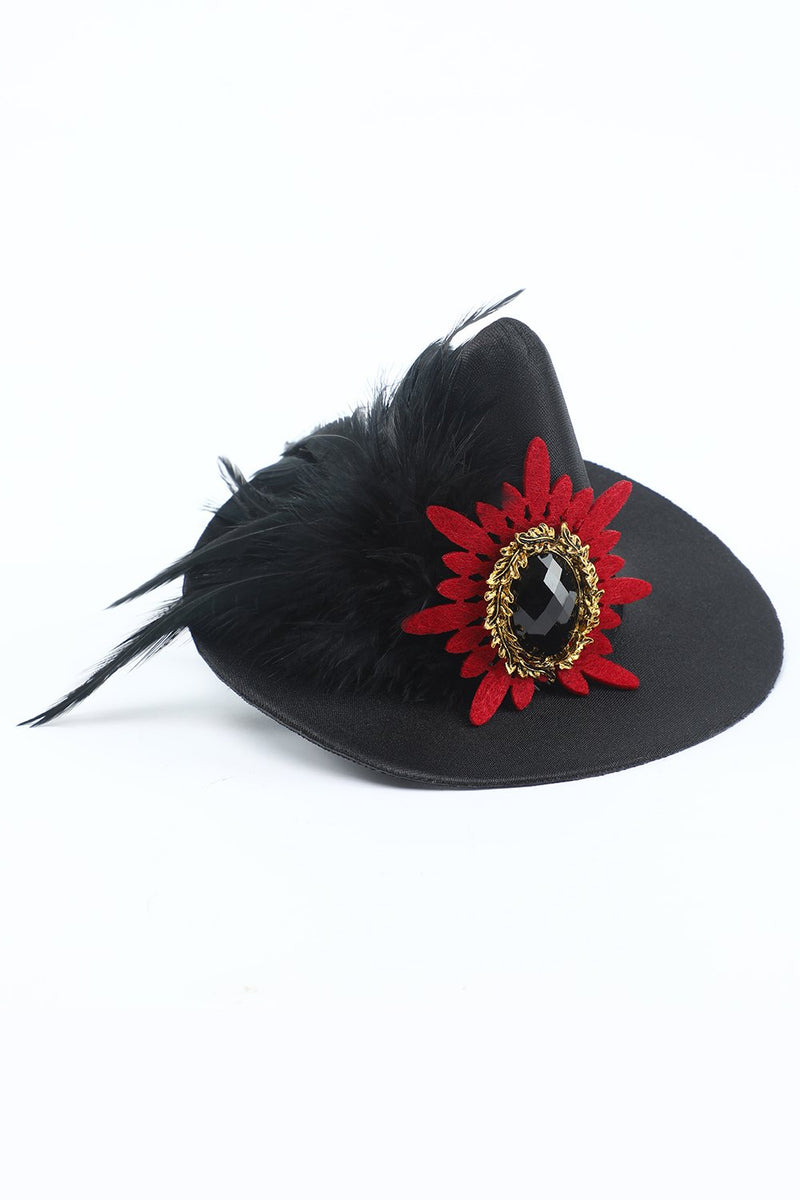 Indlæs billede til gallerivisning Sorte kvinder Halloween heks hat med fjer