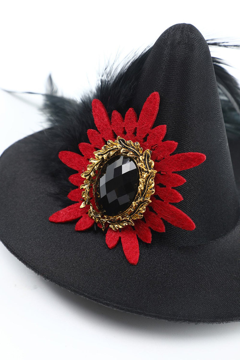 Indlæs billede til gallerivisning Sorte kvinder Halloween heks hat med fjer