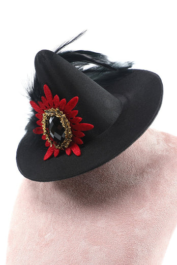 Sorte kvinder Halloween heks hat med fjer