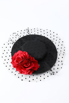 Sorte kvinder Halloween heks hat med blomst