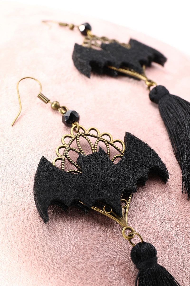 Indlæs billede til gallerivisning Sort Halloween Bat Drop øreringe