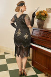 Plus Size 1920'erne Gatsby Paillet Fringed Paisley Flapper Kjole