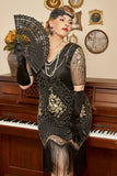 Plus Size 1920'erne Gatsby Paillet Fringed Paisley Flapper Kjole