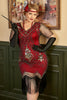 Indlæs billede til gallerivisning Plus Size 1920&#39;erne Gatsby Paillet Fringed Paisley Flapper Kjole