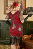 Plus Size 1920'erne Gatsby Paillet Fringed Paisley Flapper Kjole