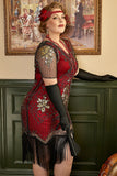 Plus Size 1920'erne Gatsby Paillet Fringed Paisley Flapper Kjole