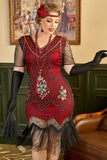 Plus Size 1920'erne Gatsby Paillet Fringed Paisley Flapper Kjole