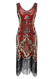 Sort V-hals Frynser Pailletter Gatsby 1920'ernes Flapper Kjole