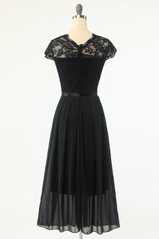 Klassisk en linje sort festkjole med blonder