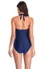 Indlæs billede til gallerivisning Deep V Neck Navy et stykke badetøj