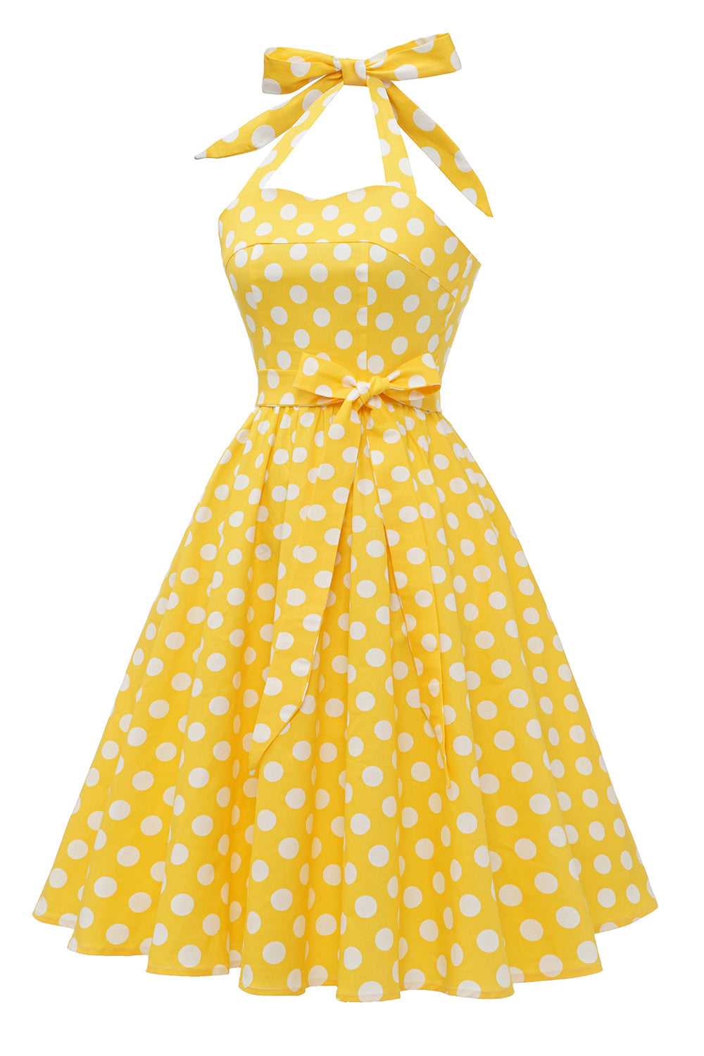 Halter Blå Polka Prikker 1950'erne Kjole