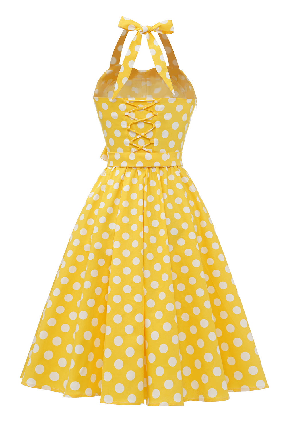 Halter Blå Polka Prikker 1950'erne Kjole