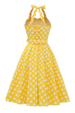 Halter Blå Polka Prikker 1950'erne Kjole