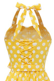 Halter Blå Polka Prikker 1950'erne Kjole