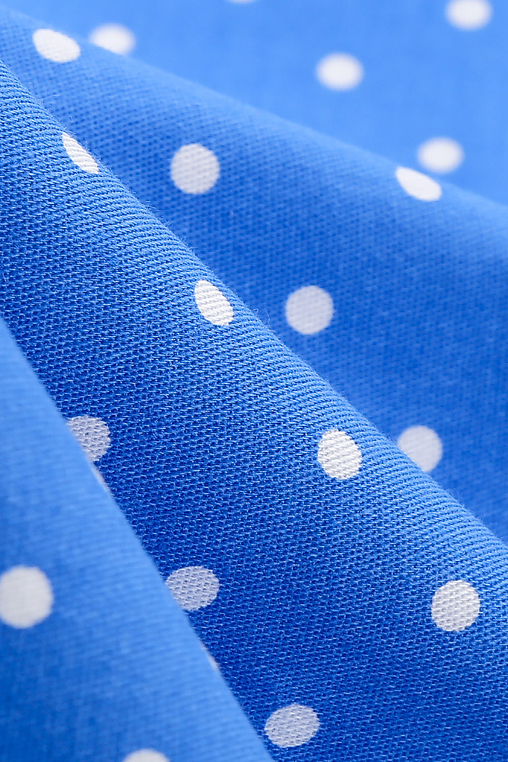 Halter Neck Blå Polka Dots Vintage Kjole med Rygløs