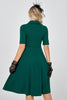 Indlæs billede til gallerivisning Mørkegrønne korte ærmer Vintage 1950&#39;erne Kjole med buttom