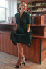 Indlæs billede til gallerivisning Mørkegrøn vintage kjole fra 1950&#39;erne med ærmer