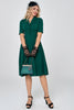 Indlæs billede til gallerivisning Mørkegrønne korte ærmer Vintage 1950&#39;erne Kjole med buttom