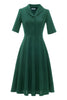 Indlæs billede til gallerivisning Mørkegrønne korte ærmer Vintage 1950&#39;erne Kjole