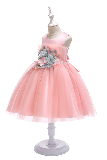 En line juvel blush blomst pige kjole med applikationer