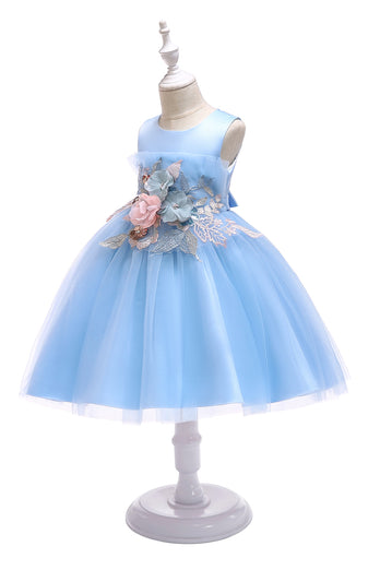En line juvel blush blomst pige kjole med applikationer