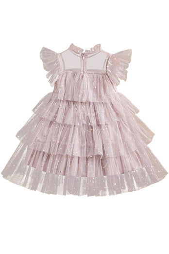 Pink A Line Tiered Tulle Girl Kjole
