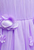 Indlæs billede til gallerivisning Lilla ærmeløs lang tyl blomst pigekjole med 3D blomst