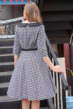 Swing Style V Hals Grid Vintage Kjole