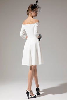 Off Soulder Hvid Midi kjole