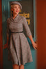 Indlæs billede til gallerivisning Mørkegrå 3/4 ærmer Vintage Plaid 1950&#39;ernes Swing Party Kjole