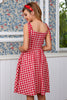 Indlæs billede til gallerivisning Rød plaid vintage kjole med buer