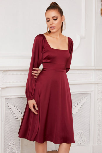 Bourgogne lange ærmer Formel Party Dress