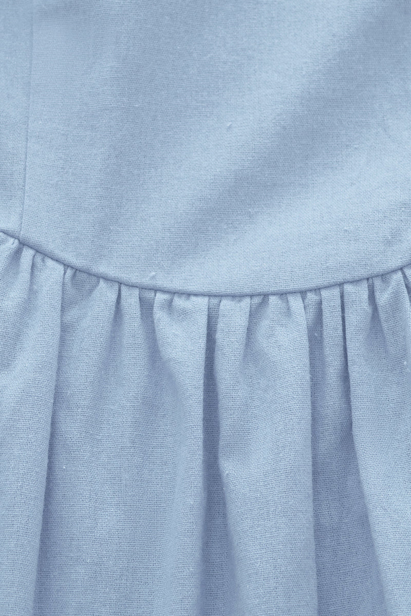 Indlæs billede til gallerivisning Retro stil firkantet hals blå sommerkjole