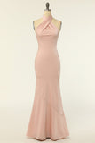 Havfrue Halter Blush Long Bridesmaid Kjole med Backless