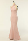 Havfrue Halter Blush Long Bridesmaid Kjole med Backless