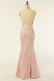 Havfrue Halter Blush Long Bridesmaid Kjole med Backless